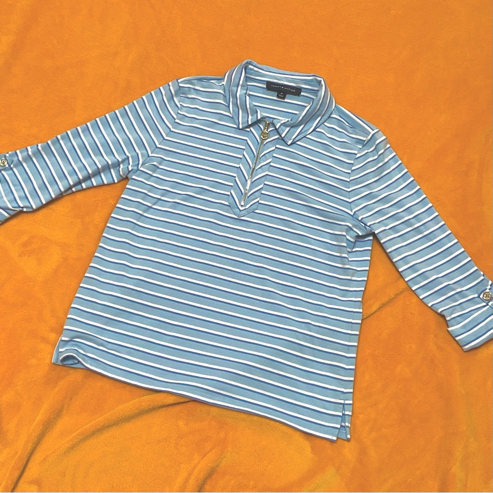 TOMMY HILFIGER blue striped long sleeve shirt